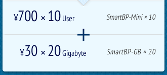 \700 × 10 User（SmartBP-Mini × 10） ＋ \30 × 20 Gigabyte（SmartBP-GB × 20）